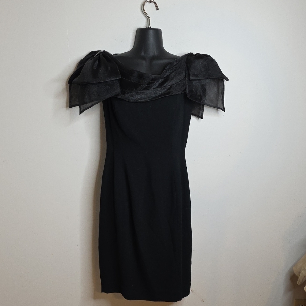 Elegant Black Off-Shoulder Dress Cocktail Party Vintage